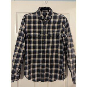 J. Crew navy and white S soft flannel button up long sleeve shirt 100% cotton